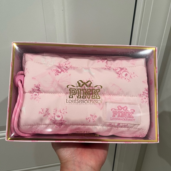 NIB VS Victoria’s Secret Pink x LoveShackFancy Cosmetics Bag Pink Floral - Picture 1 of 1